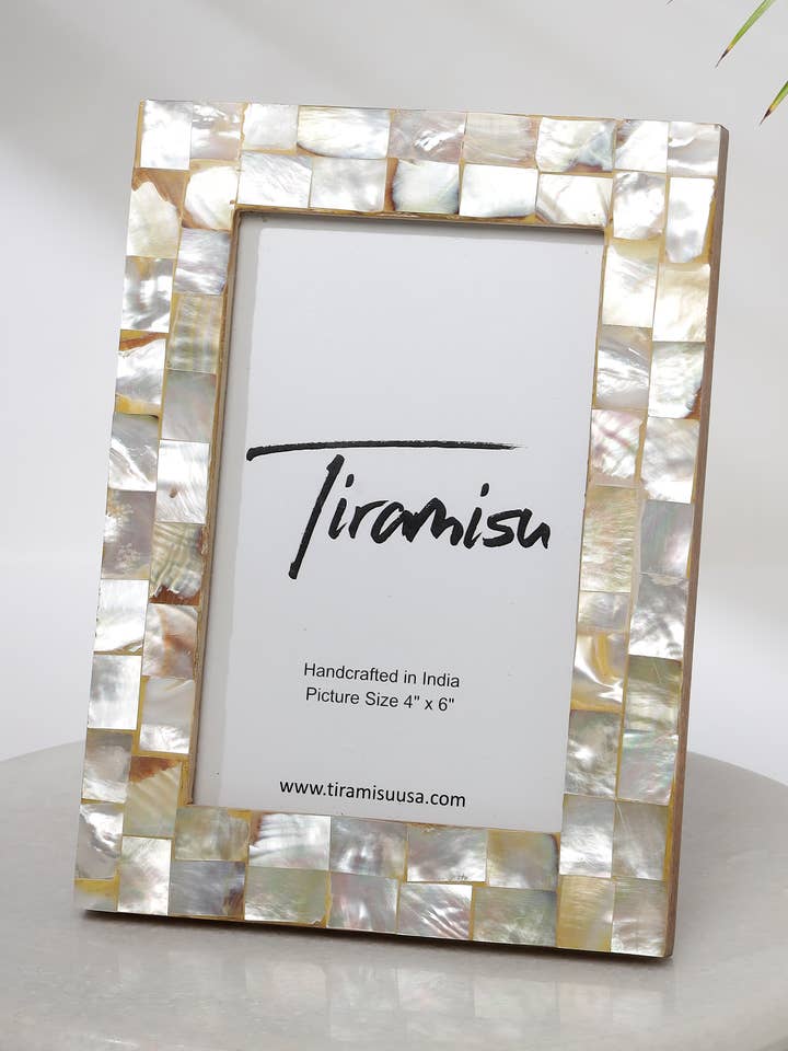 Mother-of-Pearl Picture Frame- Herringbone Pattern for wholesale by Tiramisu