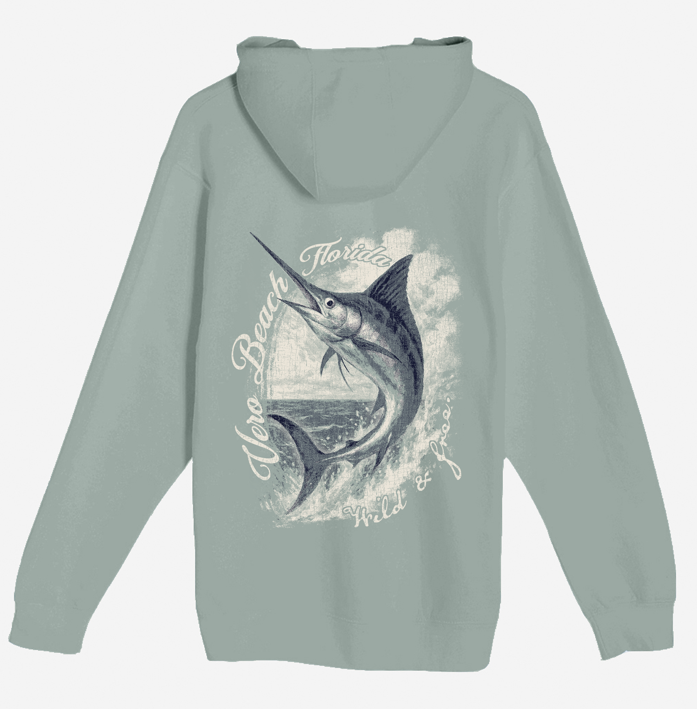 Textile Graphix - Wholesale Hoodie - Women's - Vintage Marlin Hoodie – Customizable Coastal Wildlife Design1