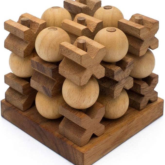 Træ 3D XO Tic Tac Toe XOXO: Håndlavet træbordindretning for engroshandel hos SiamMandalay