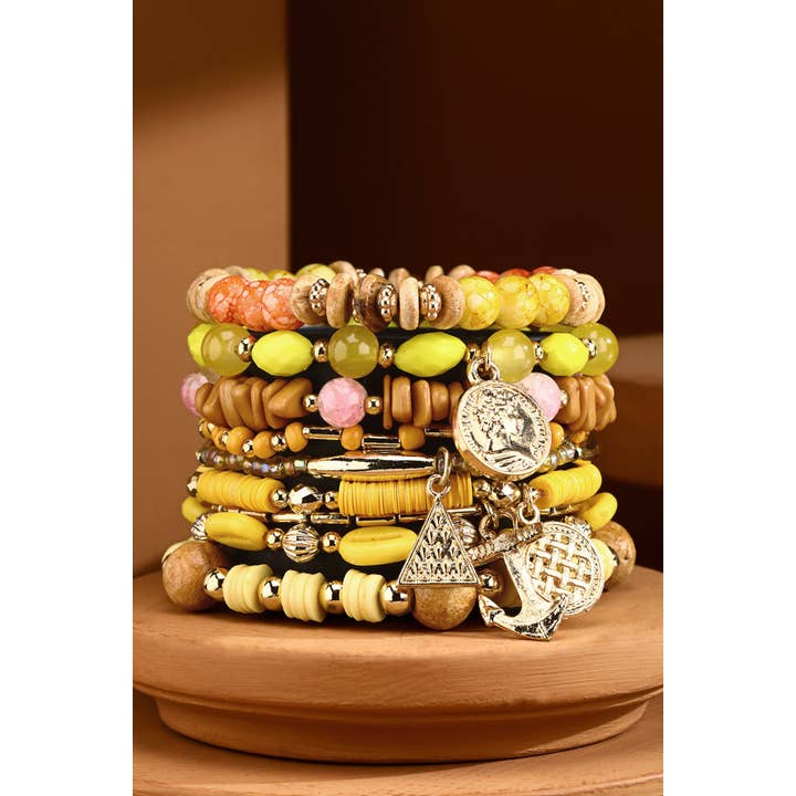 Yellow Ye 9-Strand Bohemian Bracelet with Anchor Charm for wholesale on Faire