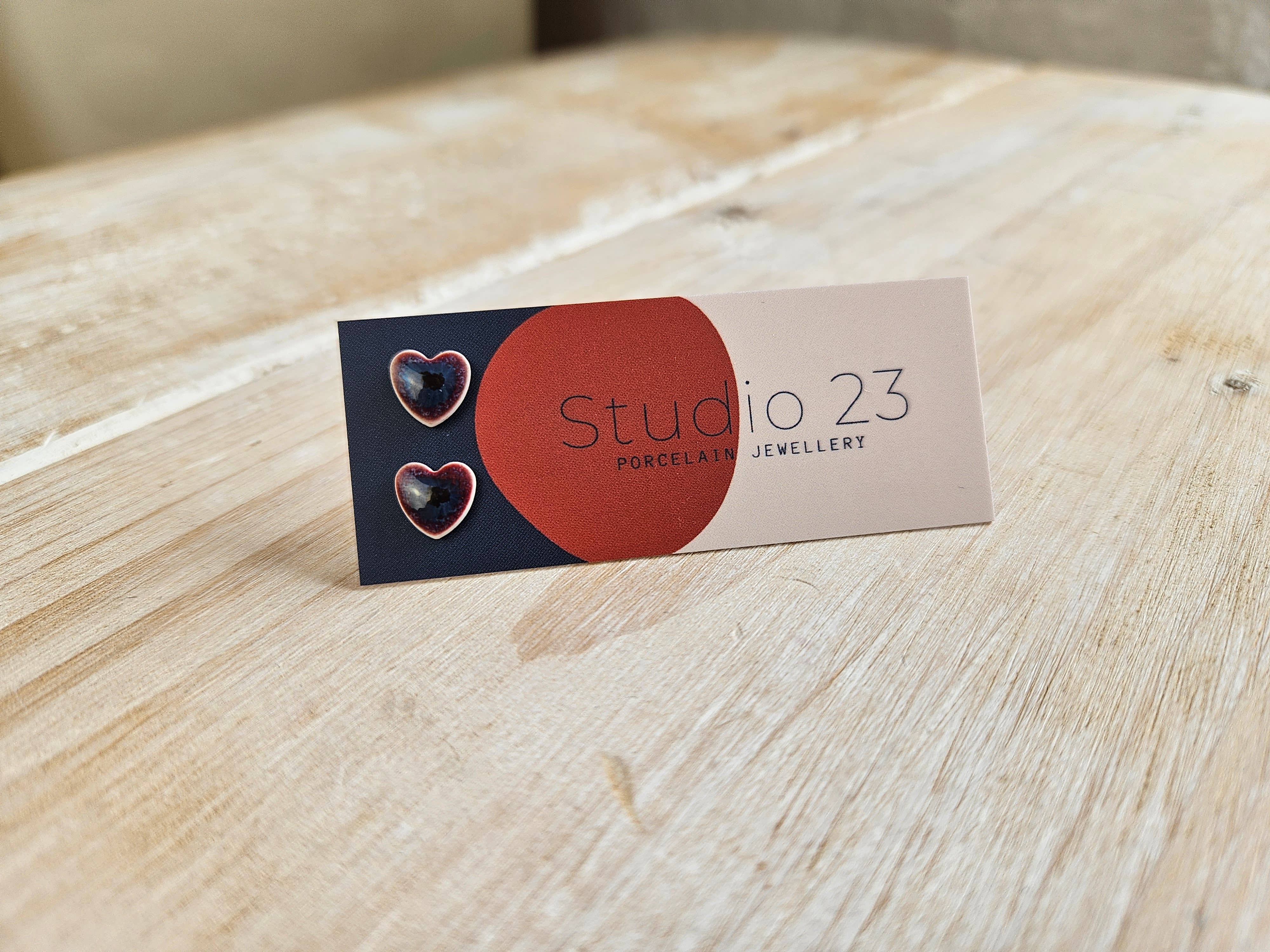Studio 23 Ceramics – wholesale Stud/post earrings – Stud Heart Earring Pair10