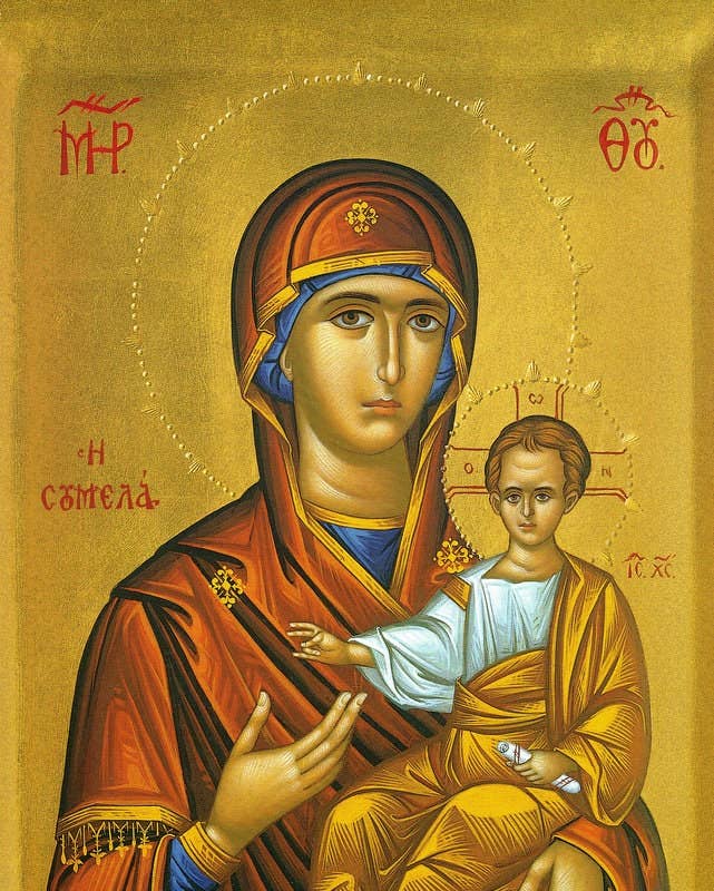 TheHolyArt - Vente Plaque murale - Icône de la Vierge Marie Panagia Sumela, icône grecque-chrétienne orthodoxe, art byzantin de la Mère de Dieu, plaque murale en bois faite main de Theotokos8