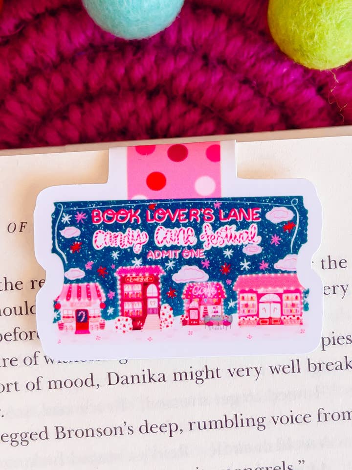 Candy Cane Festival Admission Ticket Magnetic Bookmark for wholesale by Emily Cromwell Designs