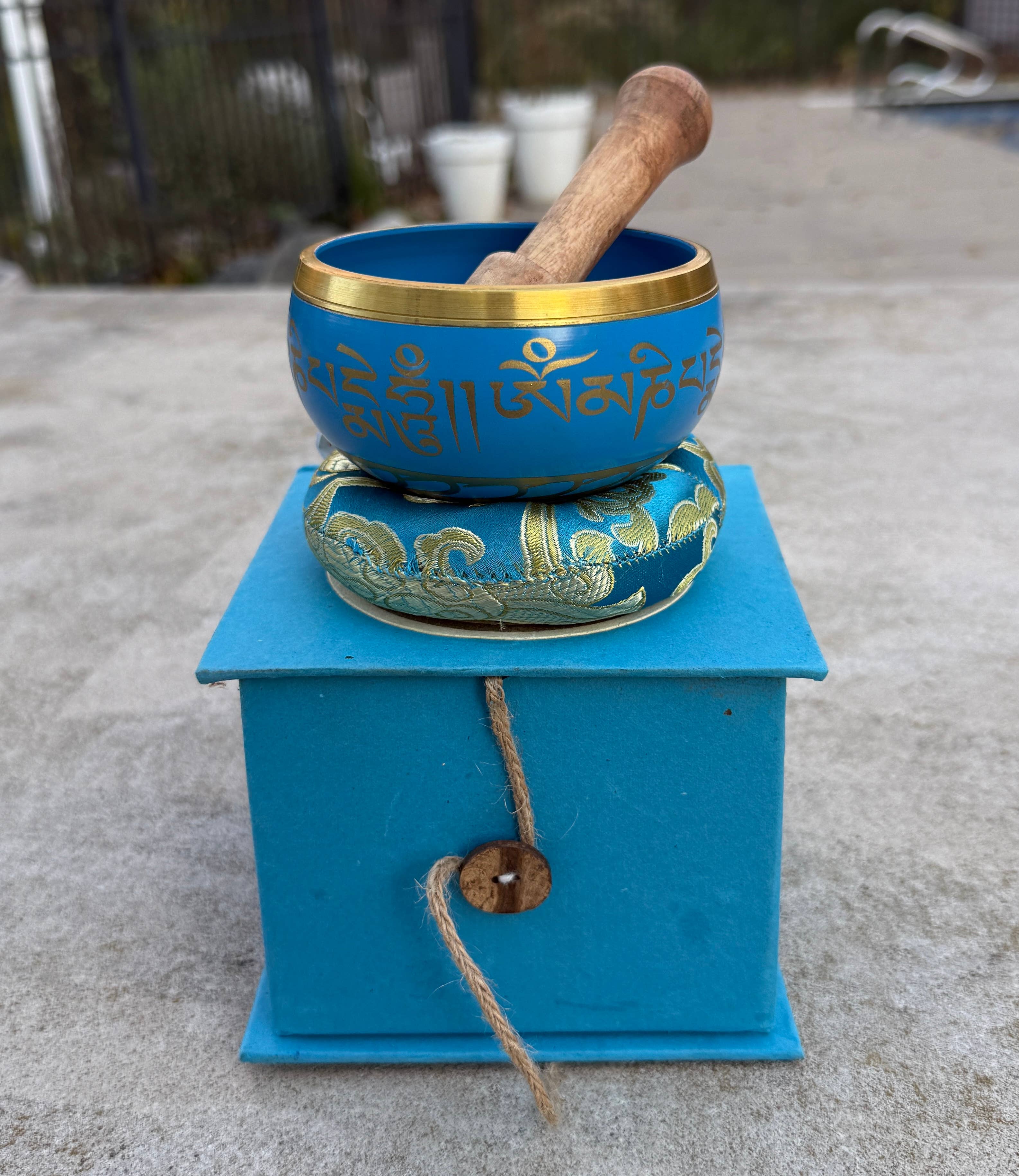 Lungta Imports - Wholesale Meditation Supplies - Tibetan Complete Singing Bowl Gift Box Set with OM Mani Padme Hum Etched Bowl18