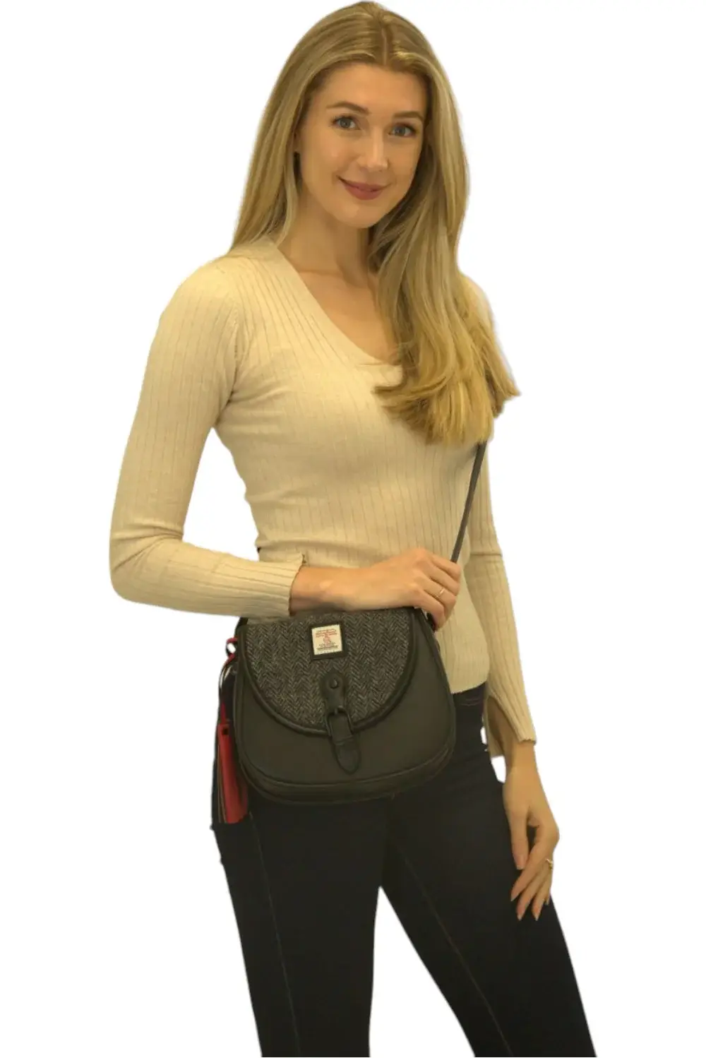 Patrick King Woollen Company - Wholesale Top Handle Bag - Women's - Harris Tweed Saddle Bag - Grey1
