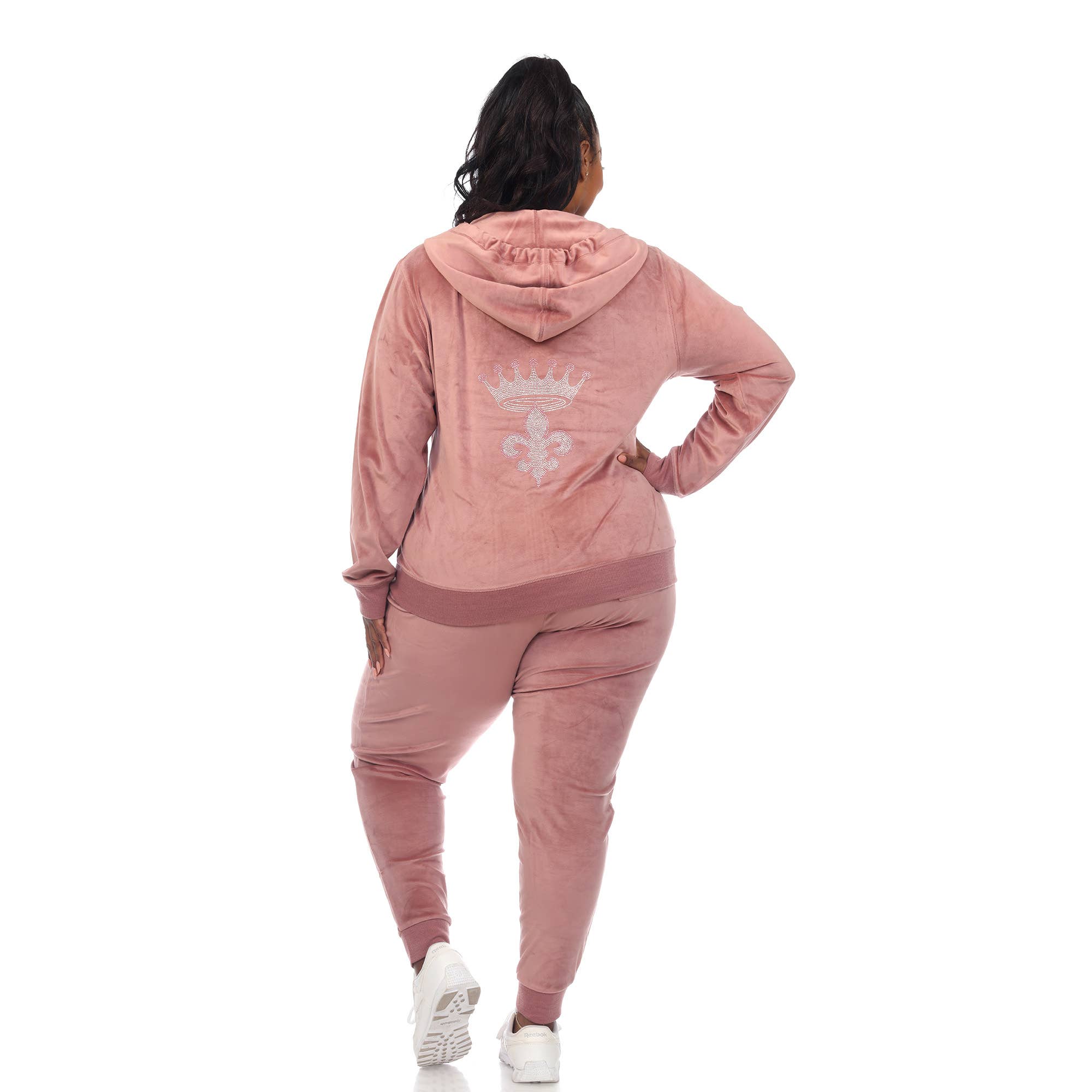 WHITE MARK - Vente Survêtement – femme - Ensemble de survêtement 2 pièces en velours à strass grande taille7