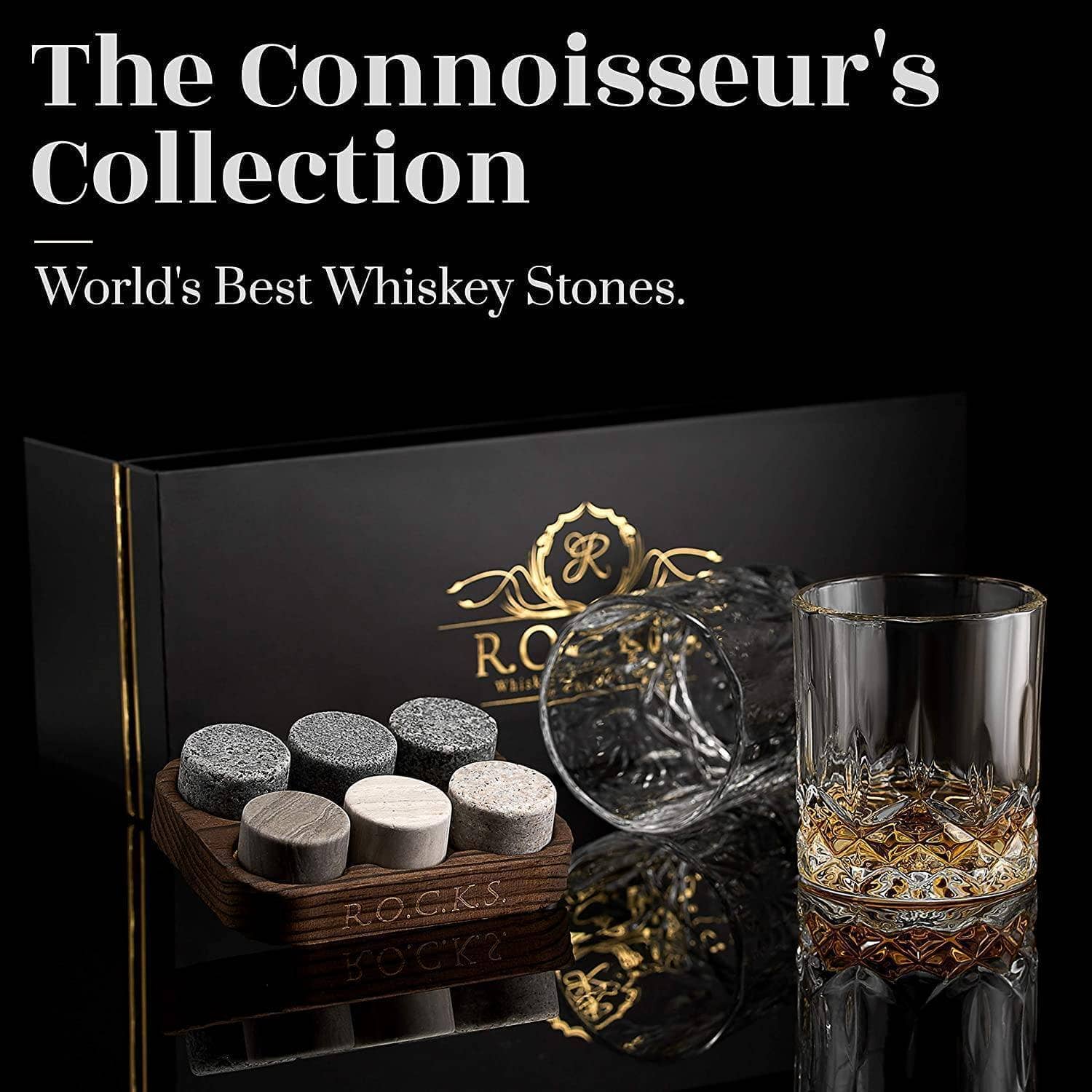 ROCKS Whiskey Chilling Stones EU - Wholesale Cocktail/Liquor Glass - The Connoisseur's Set - Signature Whiskey Glass Edition1