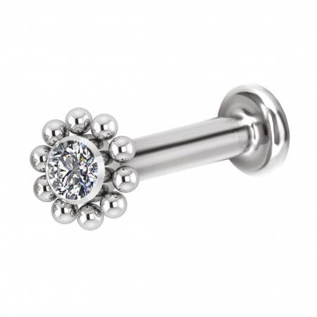 Bodywings - Wholesale Single Earring - Titanium labret with crystal0