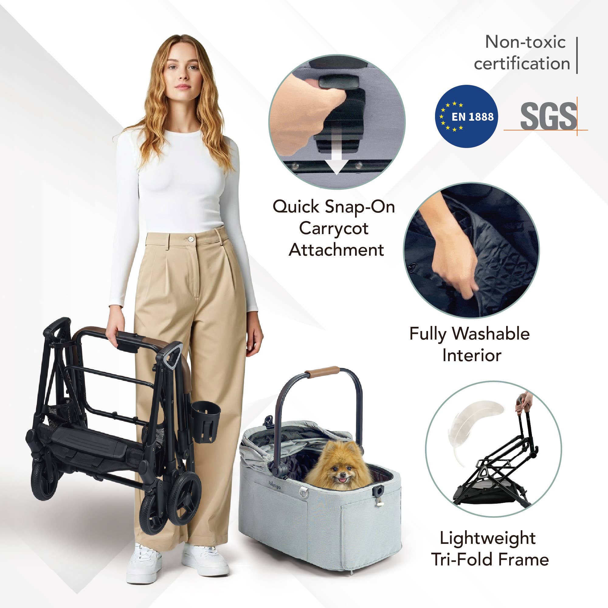 Ibiyaya - Wholesale Pet Travel Bowl - Cat/Dog - Ibiyaya Tinker Small Detachable Pet Stroller
2