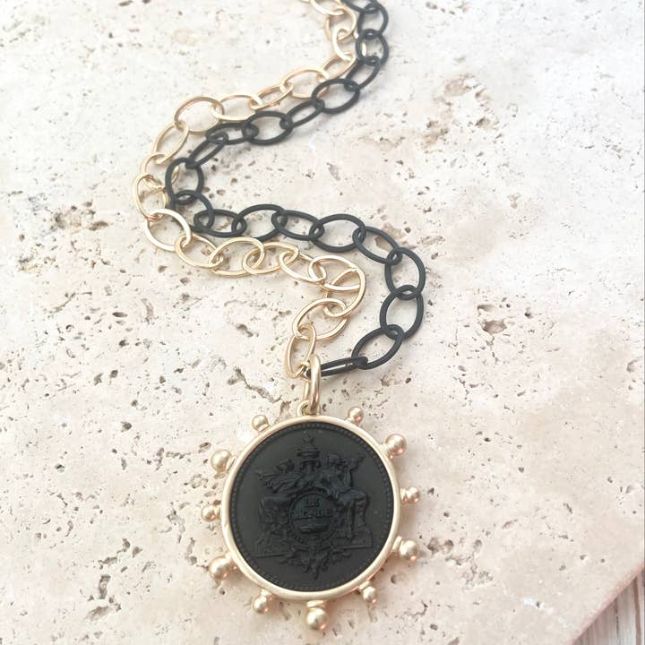 VB&CO Designs Handmade Jewelry - Wholesale Pendant/Charm Necklace - Coin necklace mixed metal jewelry