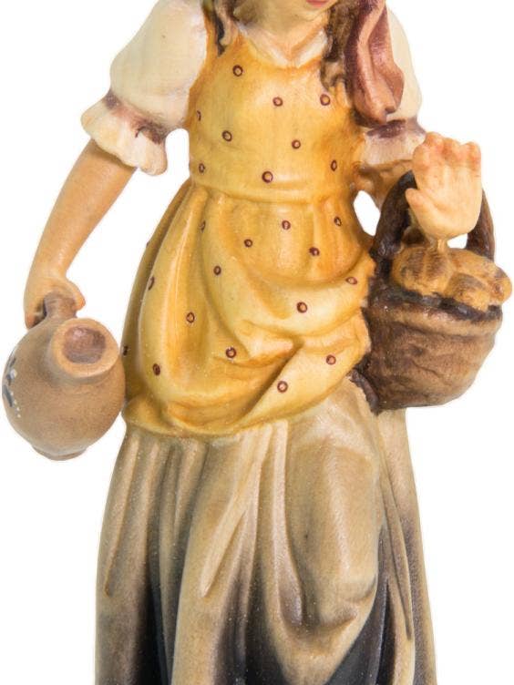 Sculpture Shepherdess of Val Gardena: Hand-Painted Wood Art for wholesale by Dolfi