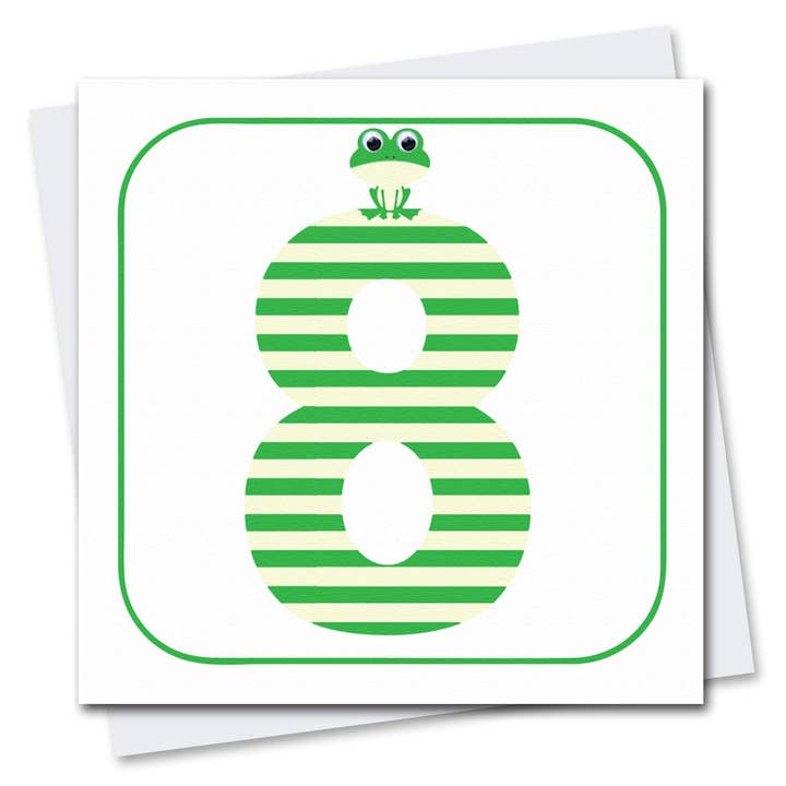 Age 8 Birthday Card | Gender Neutral | Kids Age Cards for wholesale by Stripey Cats Cards