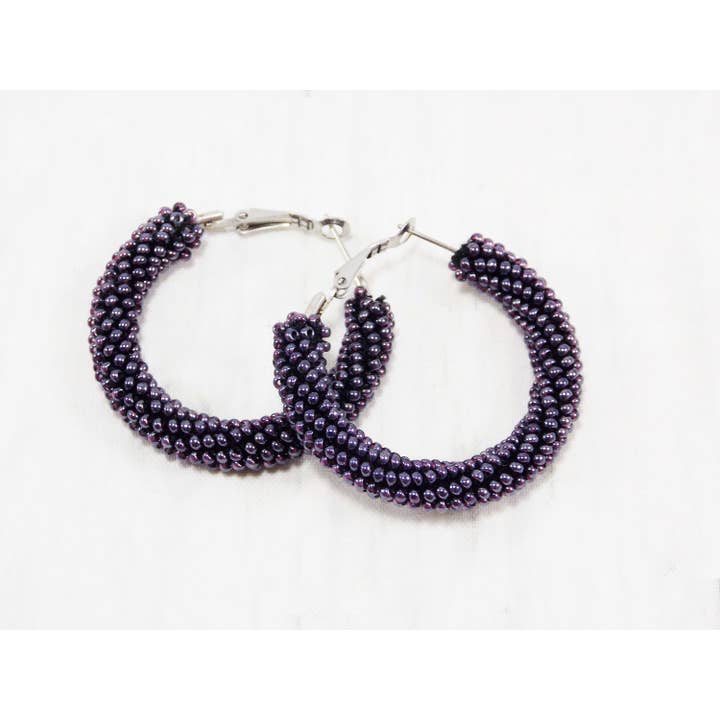 Mørk lilla øreringe pulserende nytår fest lilla Hoops 45 Mm rustfrit stål Særlige lejligheder Medium Hoops Runde Cirkel for engroshandel hos Ninolia