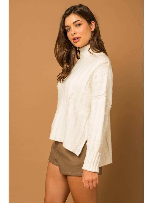 GILLI - Wholesale Knit Sweater - Women's - Textured Knit Turtleneck Sweater