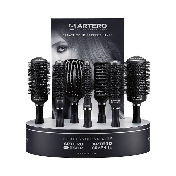 ARTERO Inspiring Style - Wholesale Hair Brush/Comb - Display With 7 Brushes Included Ge-Bion And Graphite