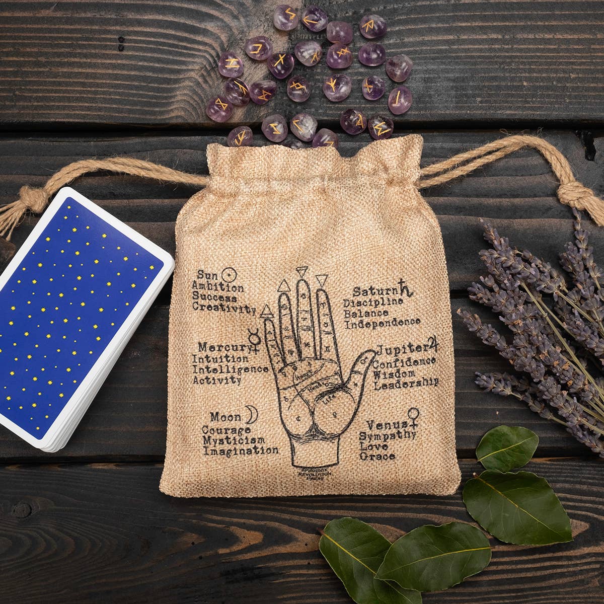 Phoenix Revolution Press – wholesale Påse - Dam – Palmistry stor Tarot Crystal Pouch0