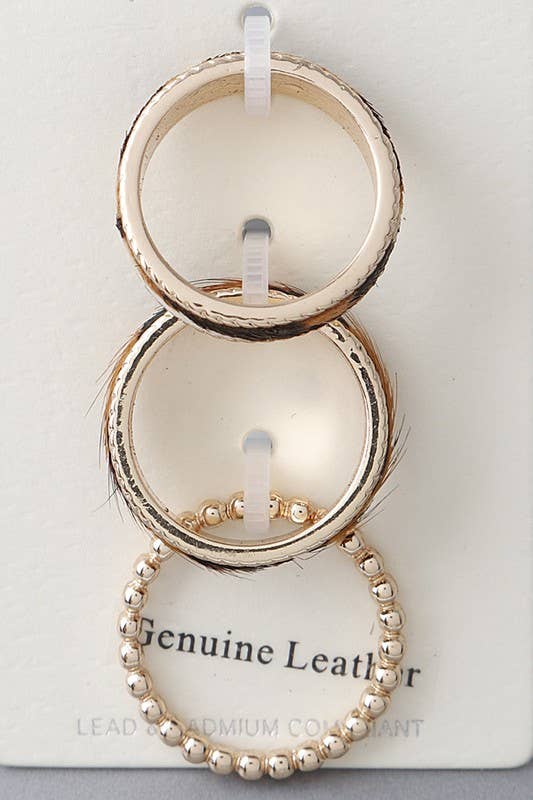 Lemon Tree - Wholesale Jewelry Set - Animal Print Band N Bead Rings Set3