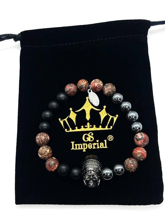 Pulsera de Calavera para Hombre con Ágata, Hematita y Cuentas Aprox para venta al por mayor de GS Imperial®