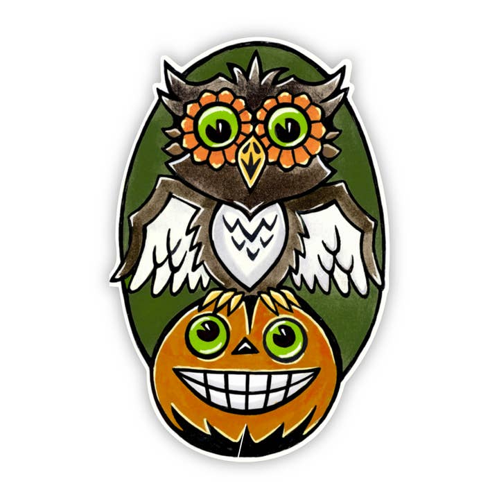 Halloween Owl Sticker for wholesale by Earthenwood Studio