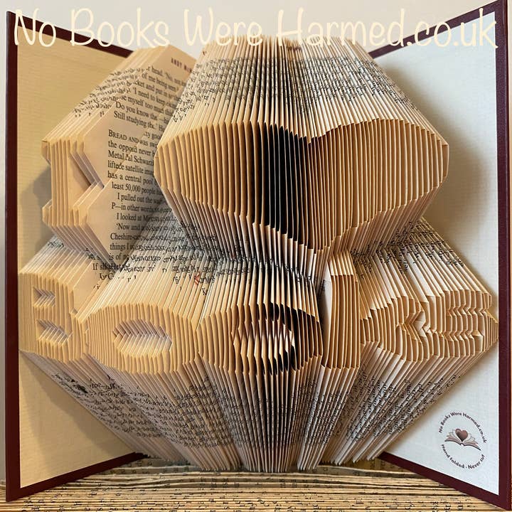 No Books Were Harmed.co.uk - Wholesale Sculpture - "I Love (heart) Books" Hand Folded Book Art Sculpture