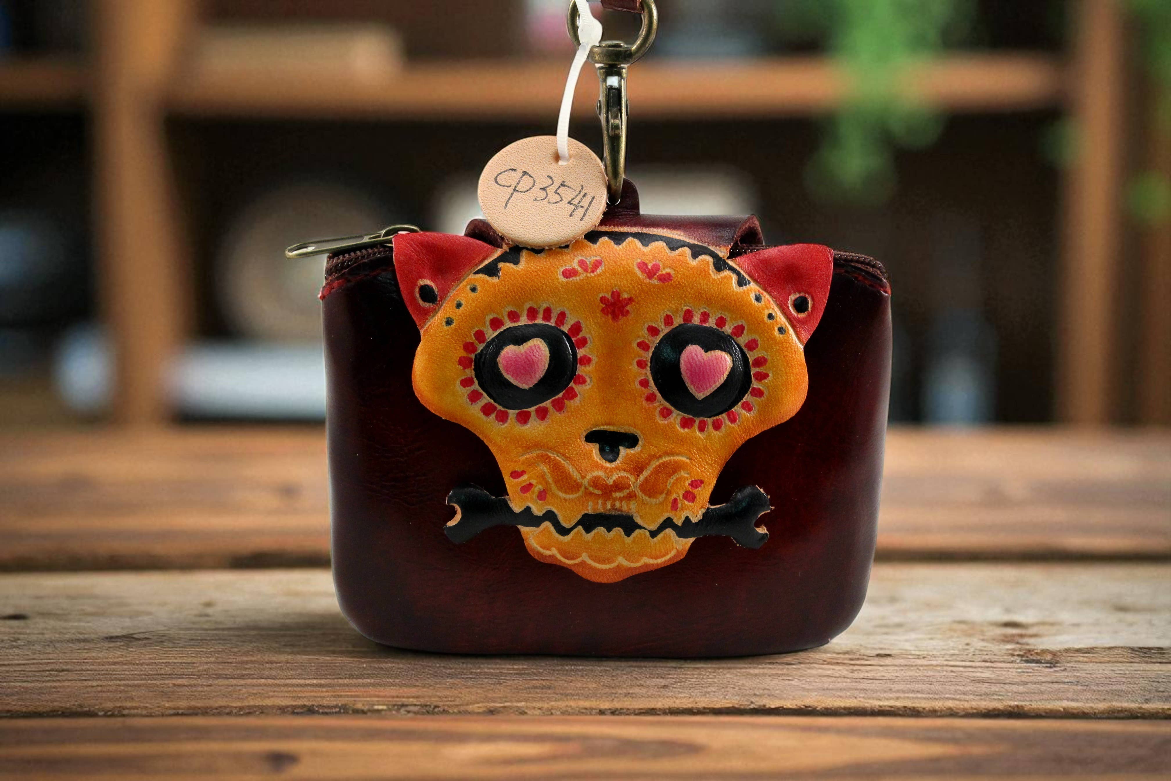 Sunflower Handmade leather inc – wholesale Coin purse – Women’s – Cp3541 Handmade Leather Skull Coin Purse2