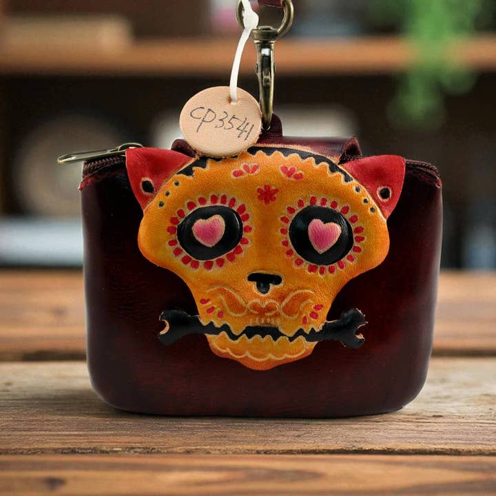 Sunflower Handmade leather inc – wholesale Coin purse – Women’s – Cp3541 Handmade Leather Skull Coin Purse2