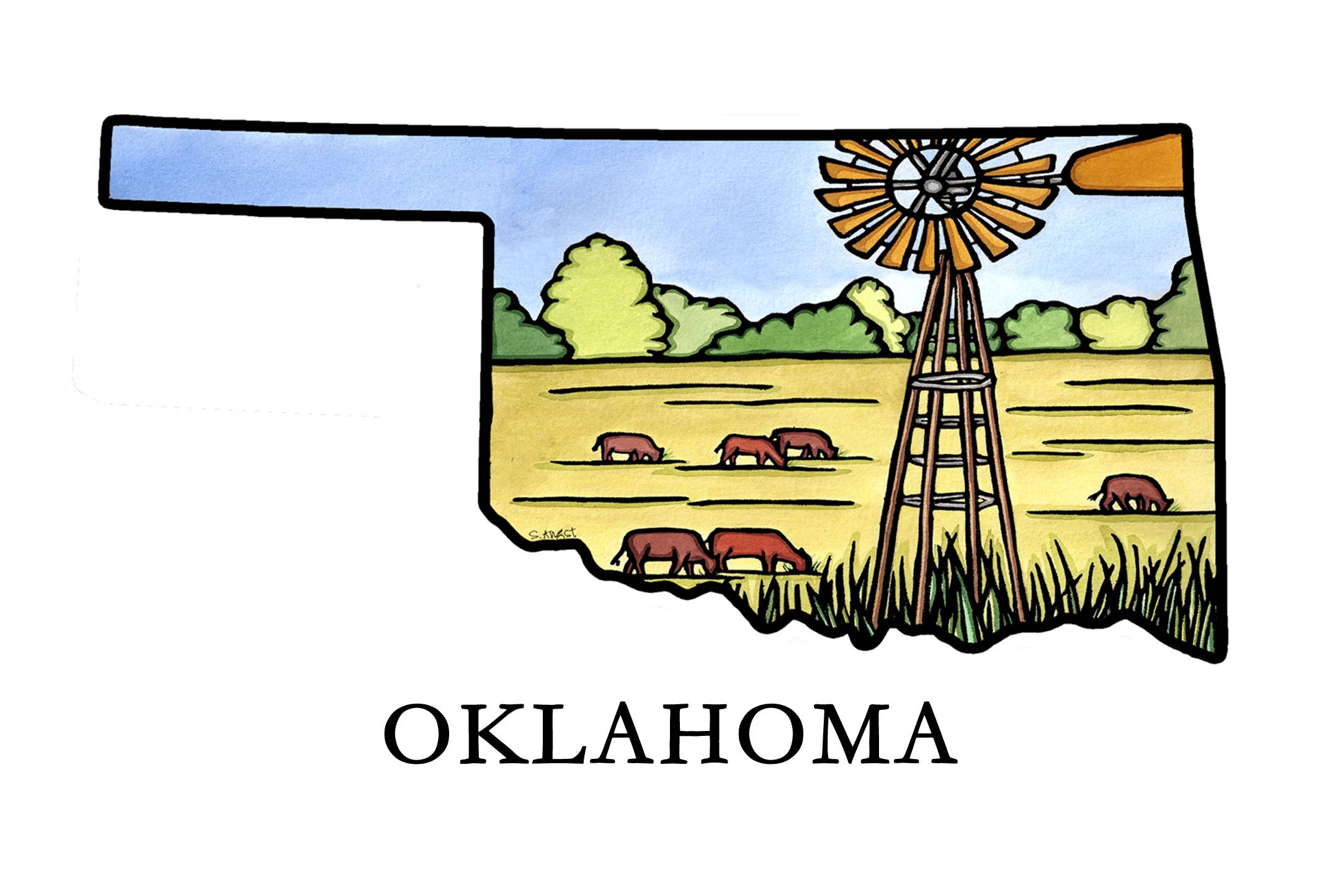 Sarah Angst Art - Wholesale Postcard - Custom Name Dropped State Postcards - Pack of 10018