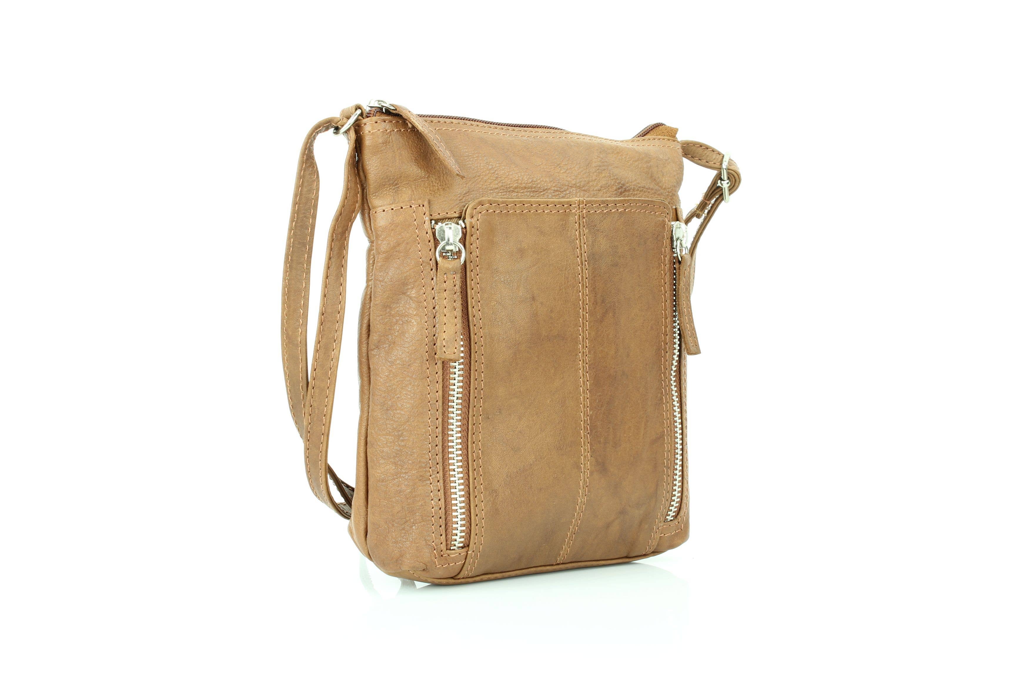 Leather Impressions Inc – wholesale Axelväska - Dam – Anchorage Slim Läder Crossbody | Dubbel Dragkedjedetalj RB 15616