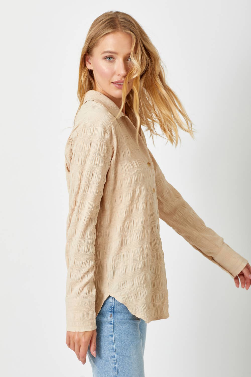 Mystree - Wholesale Button Down Shirt - Women's - 60209 Textured Button Down Shirt2