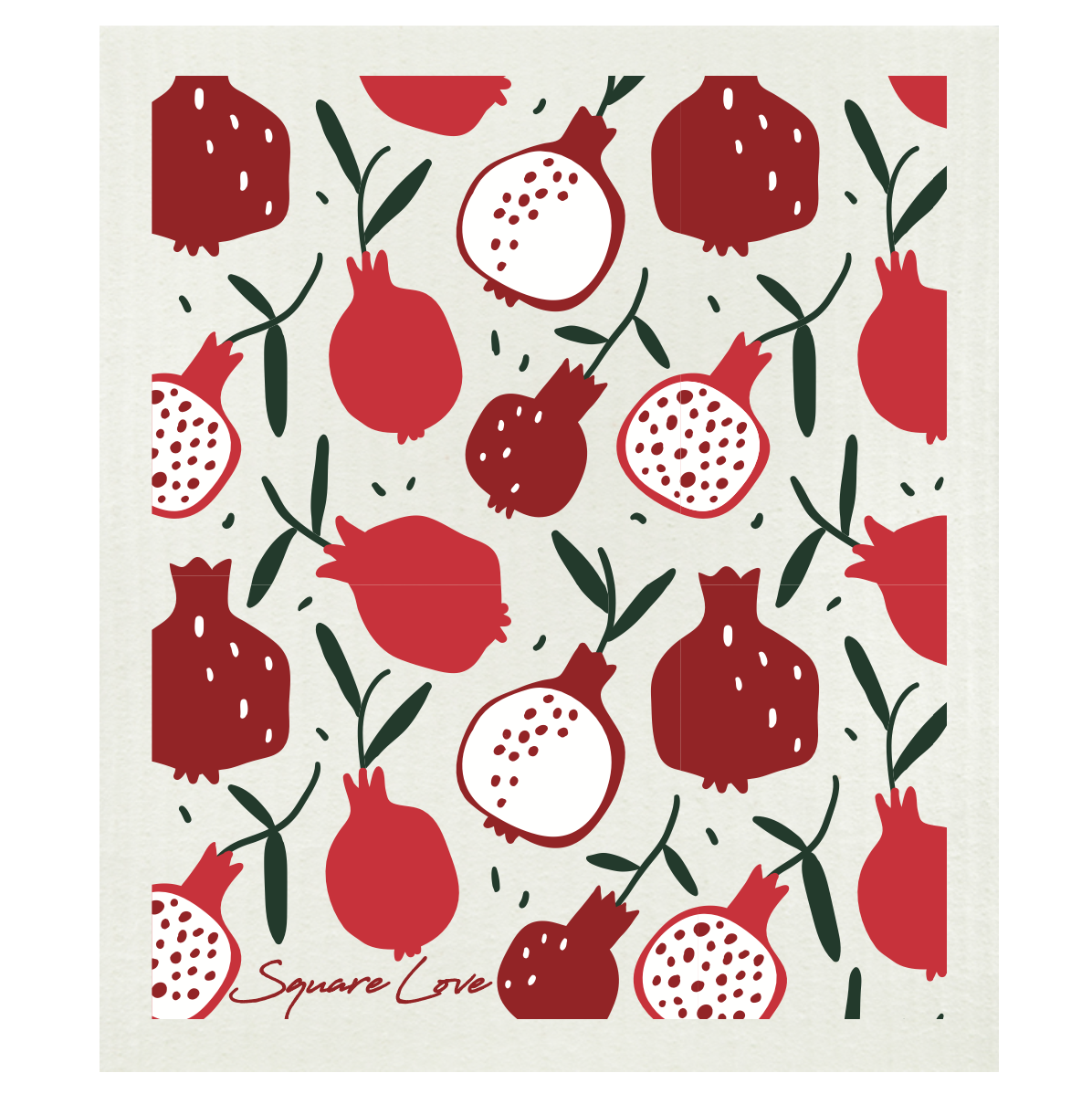 Square Love – Engroshandel Køkkenhåndklæde – Granatæbler svensk karklud1