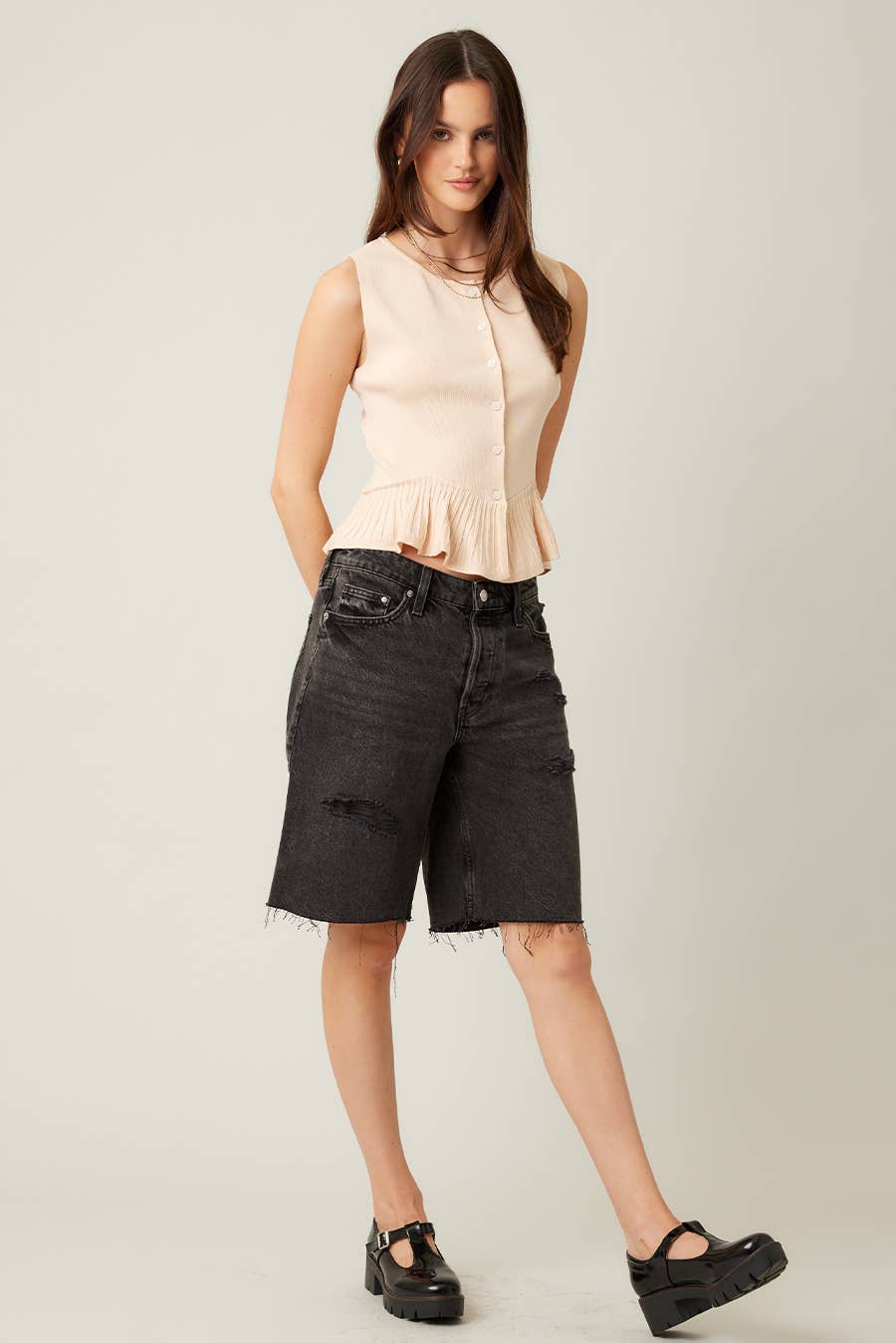 ILLA ILLA - Wholesale Cardigan - Women's - Everyday Comfort Knit Ruffle Hem Cardigan Sweater Tank30