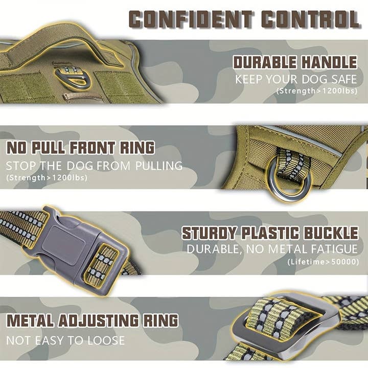 DIYSTORE - Wholesale Pet Harness - Dog - Tactical Harness For Large Dogs No Pull Adjustable Pet Harness Reflective Working Training Easy Control Pet Vest Military Service Dog Harnesses