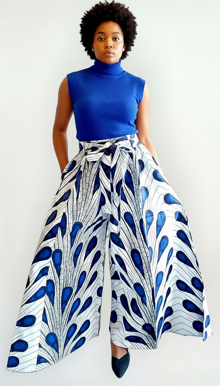 India Batik – Engroshandel Bukser - Dame – Kvinder Palazzo Buks / Bred Ben Buks -PS13 Blå Paisley0