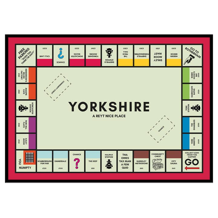 Yorkshire-opoly - Print for wholesale by The Yorkshire Print Company