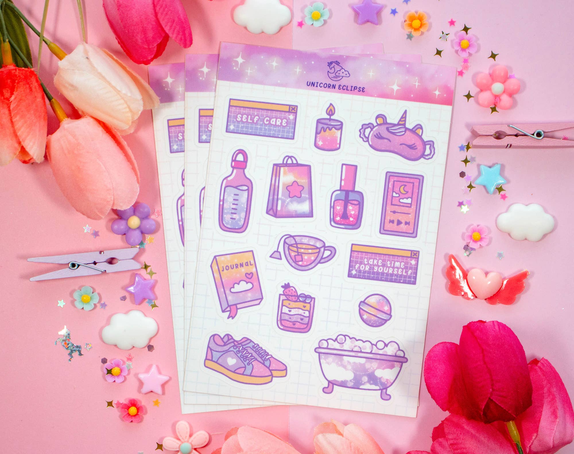 Unicorn Eclipse - Vente Autocollant - Autosoin autocollant feuille1