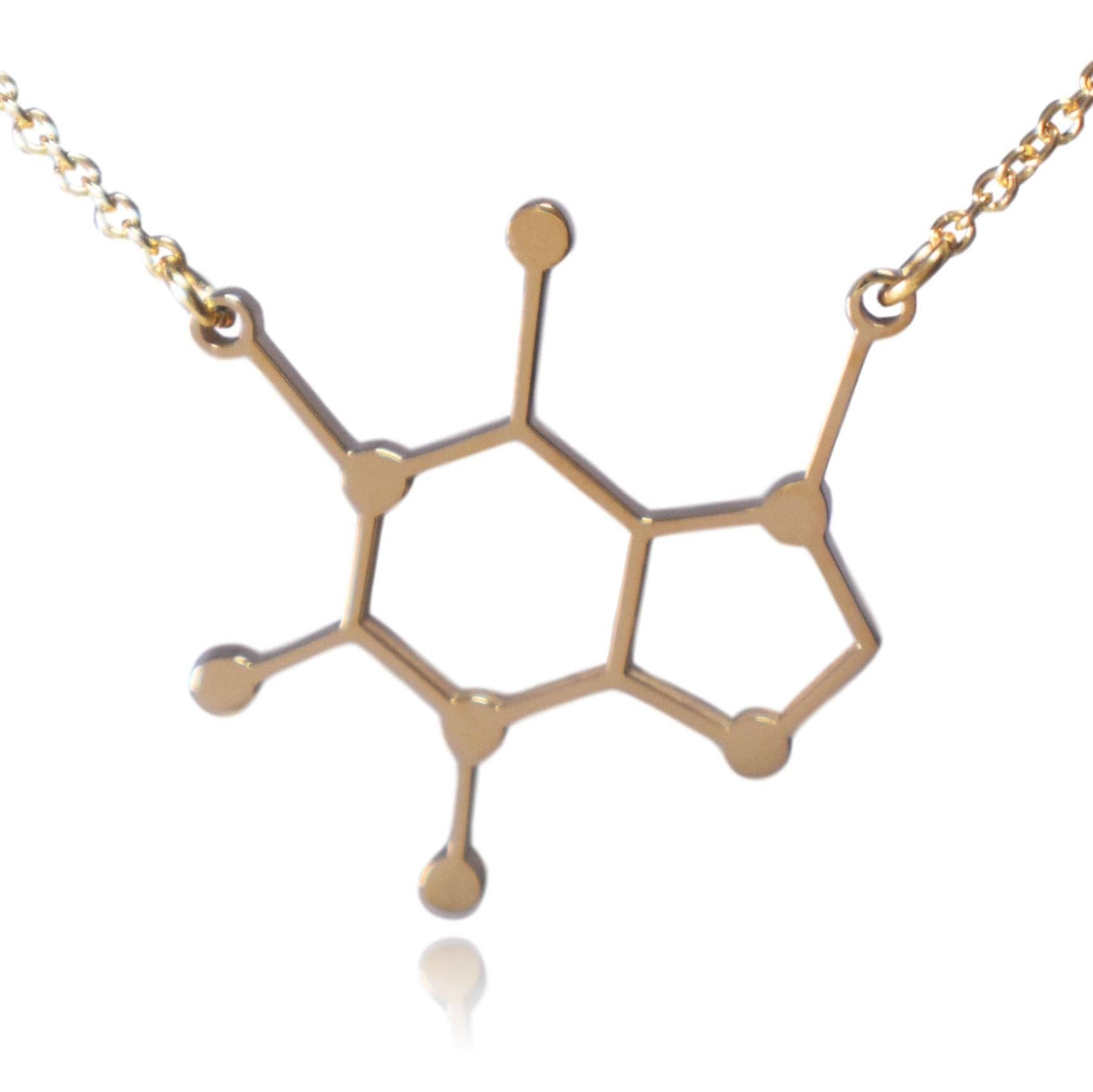 Clayton Jewelry Labs – wholesale Hänge-/berlockhalsband – Koffein Molekyl rostfritt stål halsband11
