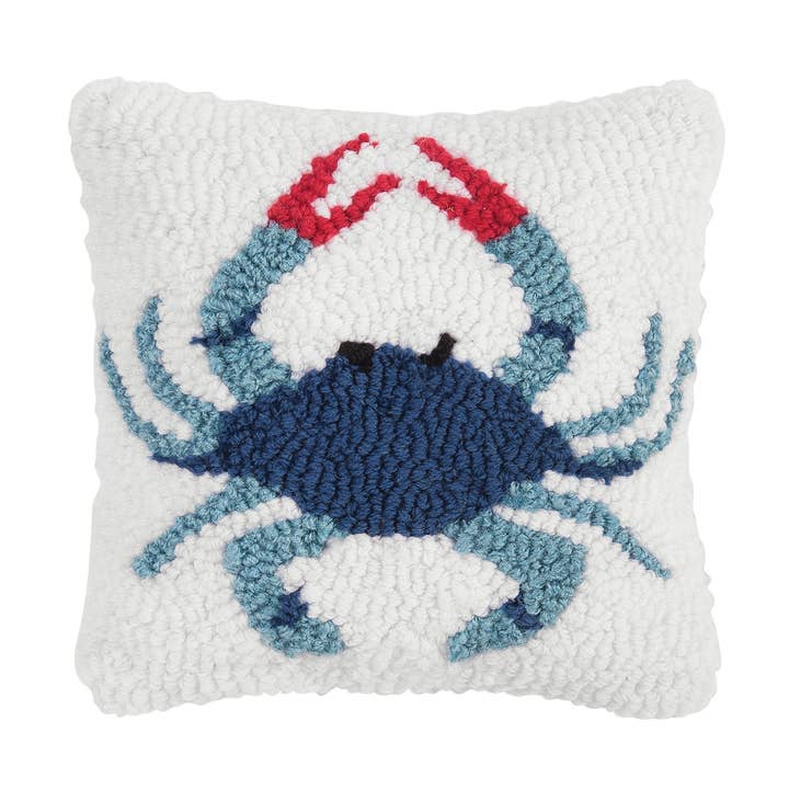Coastal Blue Crab Mini Throw Pillow for wholesale by C&F Home