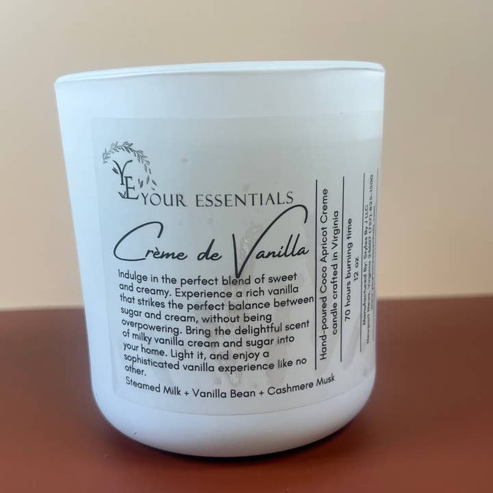 Vela de Crème de Vainilla - Cera de Coco y Albaricoque Crème 12 oz para venta al por mayor de Your Essentials