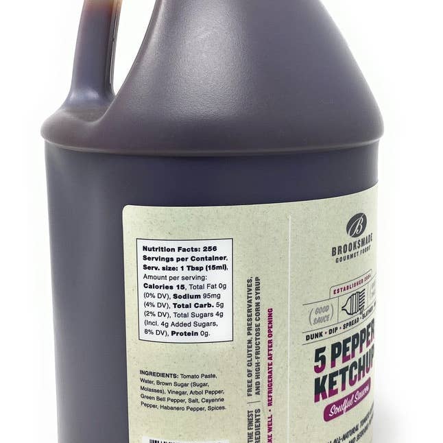 Brooksmade Gourmet Foods, Inc. - Vendita all'ingrosso Ketchup - Ketchup ai 5 peperoni, senza glutine, senza sciroppo di mais ad alto contenuto di fruttosio A4