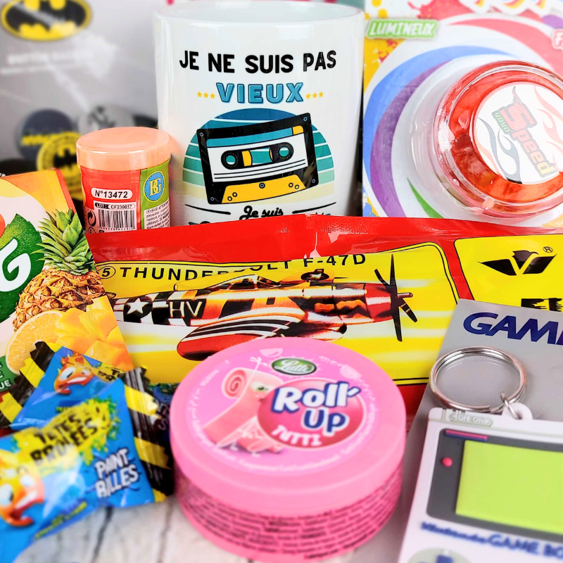 Génération Souvenirs - Vendita all'ingrosso Confezioni regalo - Rétro Box - 100% Uomo - Scatola regalo anni '80 e '901