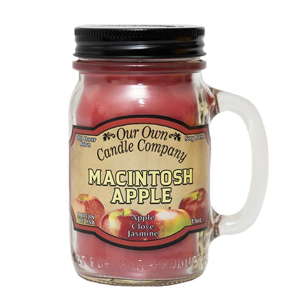 Macintosh Apple 13 Ounce Mason Jar Candle for wholesale by Our Own Candle Company