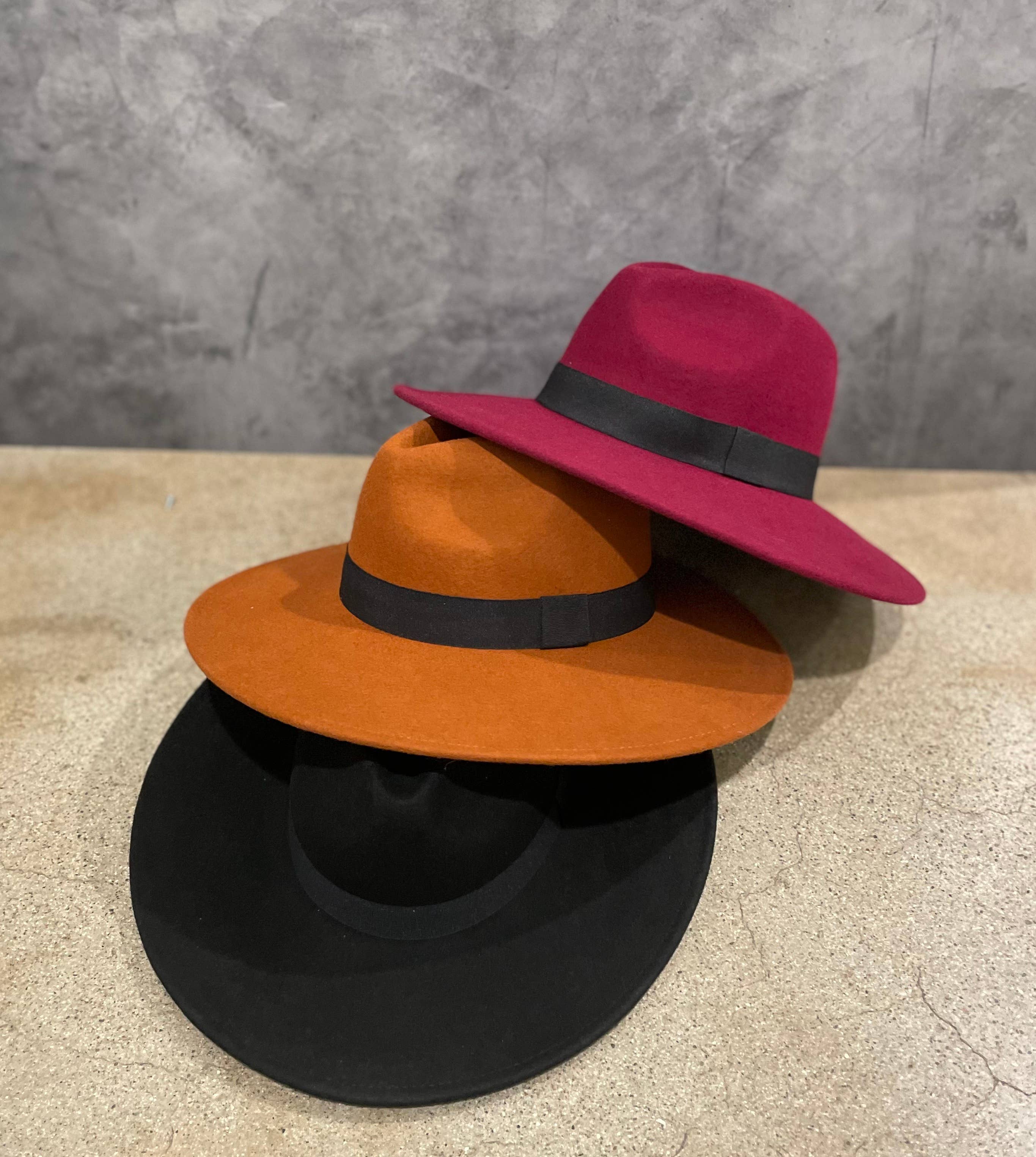 Love and Thyme - Wholesale Fedora - Women's - Wool Felt Wide Brim with Black Band4