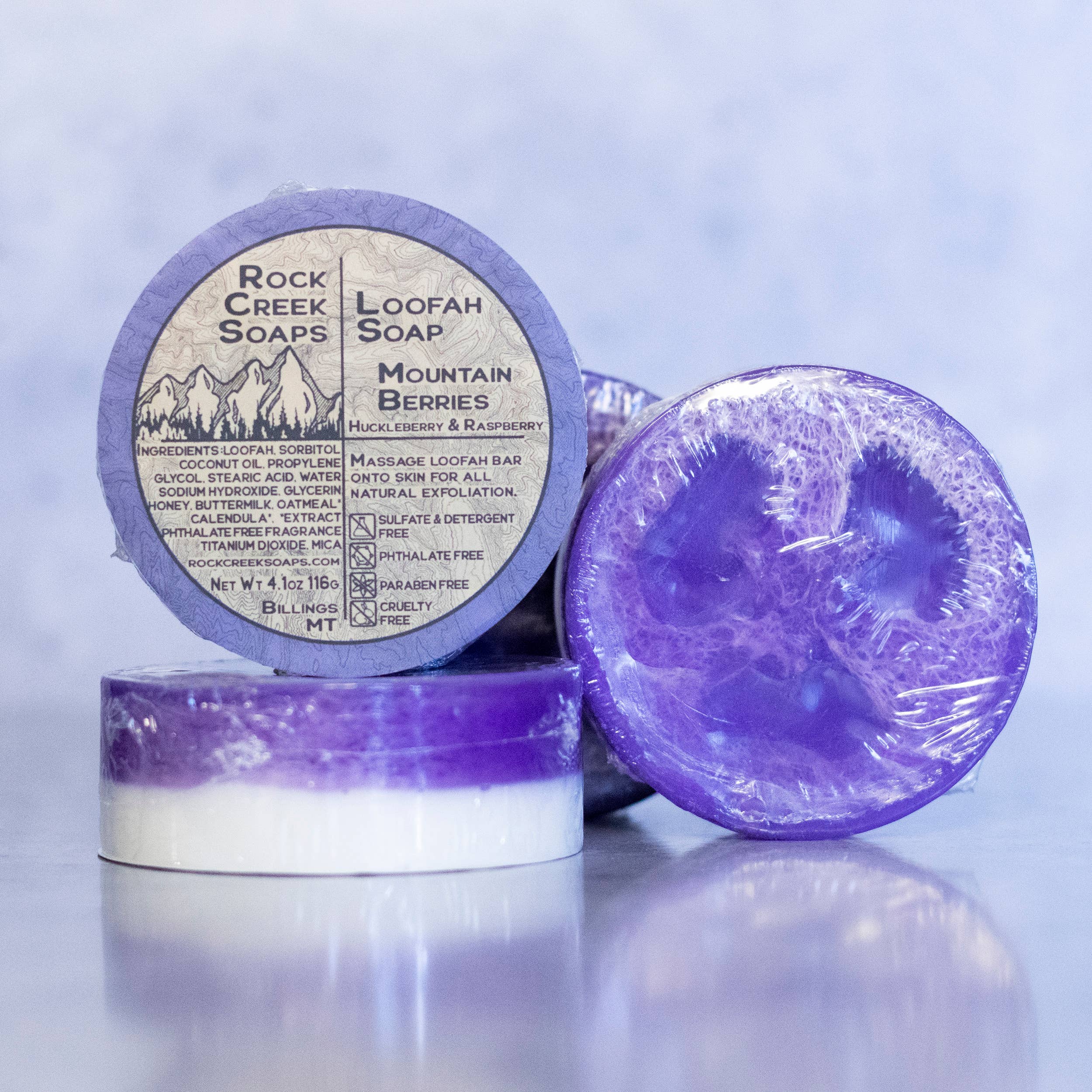 Rock Creek Soaps - Wholesale Loofah - Mountain Berries Loofah Soap | Huckleberry & Rasberry5