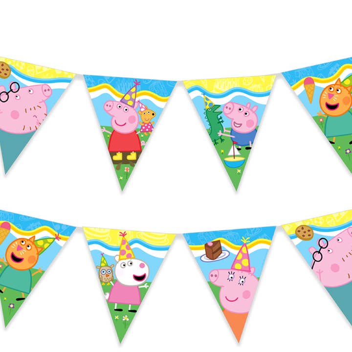 Treasures Gifted - Wholesale Party Sign/Banner - Peppa Pig Pennant Banner - Peppa Pig Party Supplies