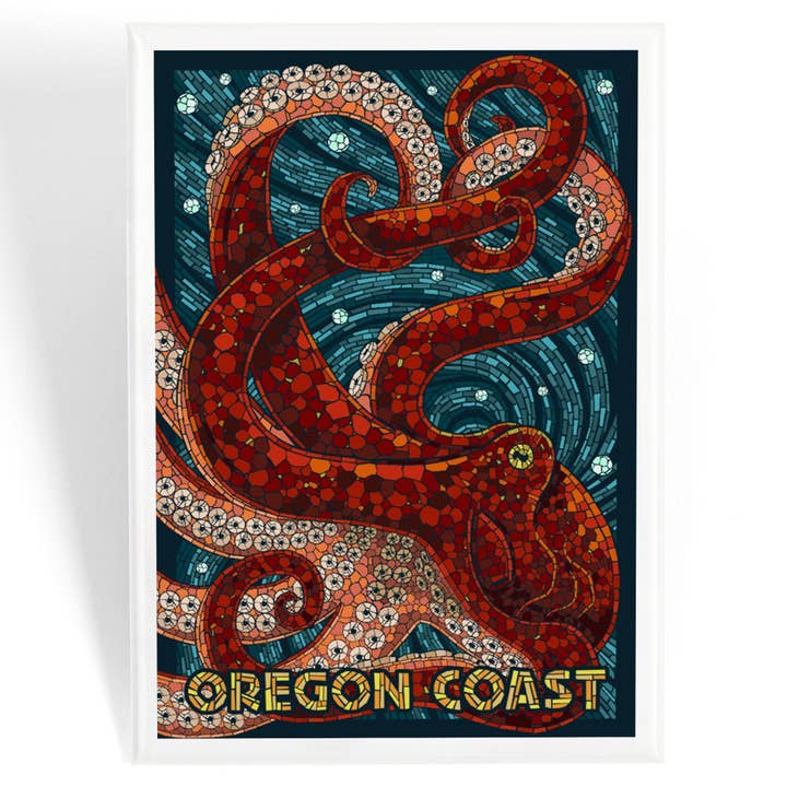 Lantern Press - Wholesale Magnet - MAGNET Oregon Coast, Octopus, Mosaic