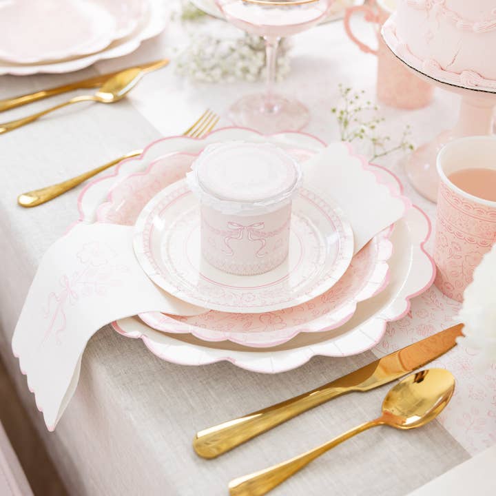 My Mind’s Eye - Wholesale Disposable Plate - PEM1140 - Pembroke Small Pink Floral 7" Plate