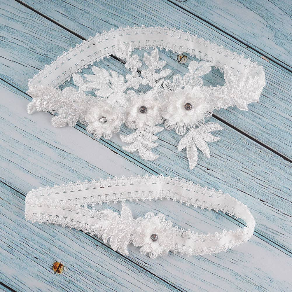 Floris Linens - Wholesale Garter Belt - Women's - Lace Embroidery Wedding Garter Set8