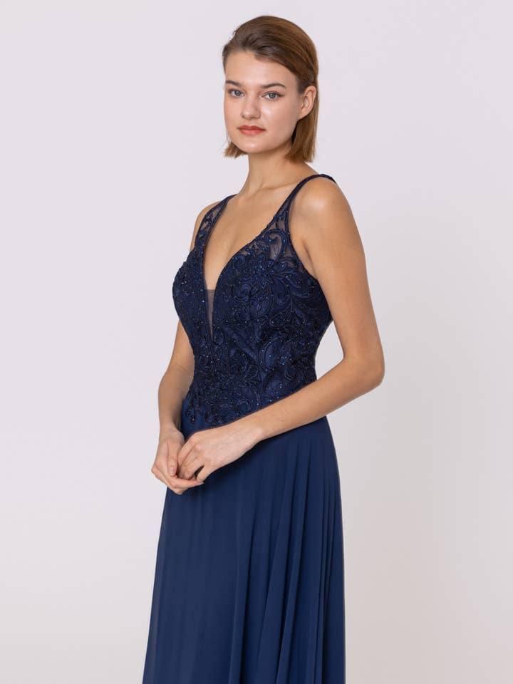Alice'Desir - Wholesale Gown - Women's - A-line dress with V-neck, floor-length, lace8