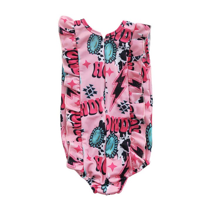 Aier Wholesale - Wholesale One Piece Swimsuit - Kids - Baby Girls Summer Western Howdy One Piece swimsuits6