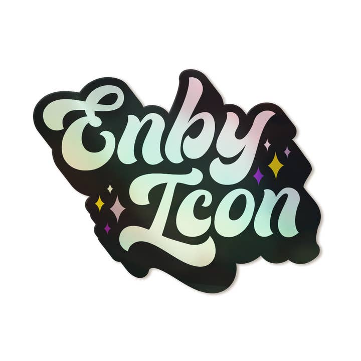 A Fink & Ink - Wholesale Sticker - Enby Icon Holographic Vinyl Nonbinary Pride Sticker